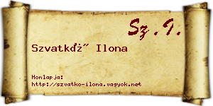 Szvatkó Ilona névjegykártya